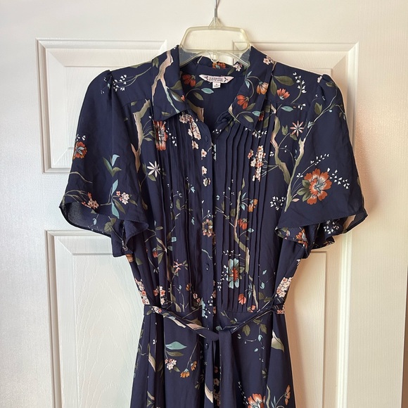 Nanette Lepore Flutter Sleeve Button Up Floral Dress with Slip - Picture 5 of 6